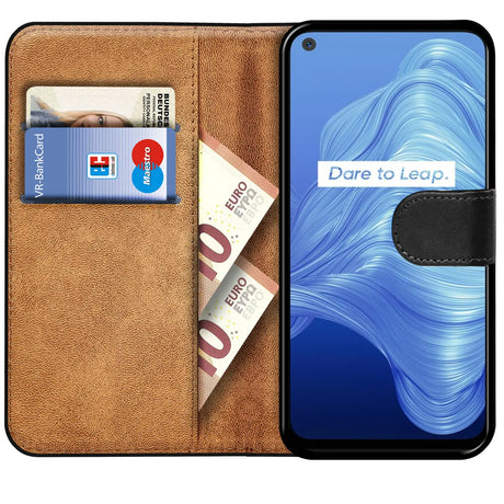 Realme 7 Klapphülle in Schwarz mit Kartenfächern und Schutz