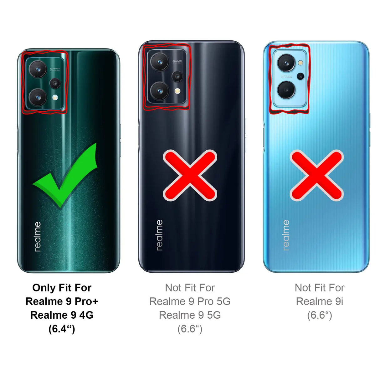 Realme 9 Pro+ / Realme 9 4G Klapphülle in Schwarz mit Kartenfächern und Schutz