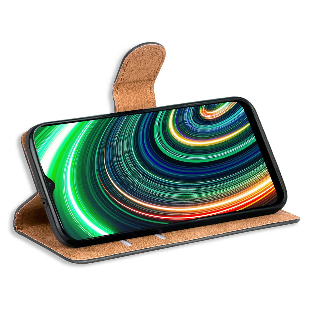 Realme C25Y / C21Y Klapphülle in Schwarz mit Kartenfächern und Schutz