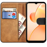 Realme C31 Klapphülle in Schwarz mit Kartenfächern und Schutz