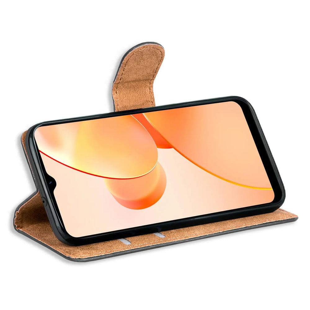 Realme C31 Klapphülle in Schwarz mit Kartenfächern und Schutz