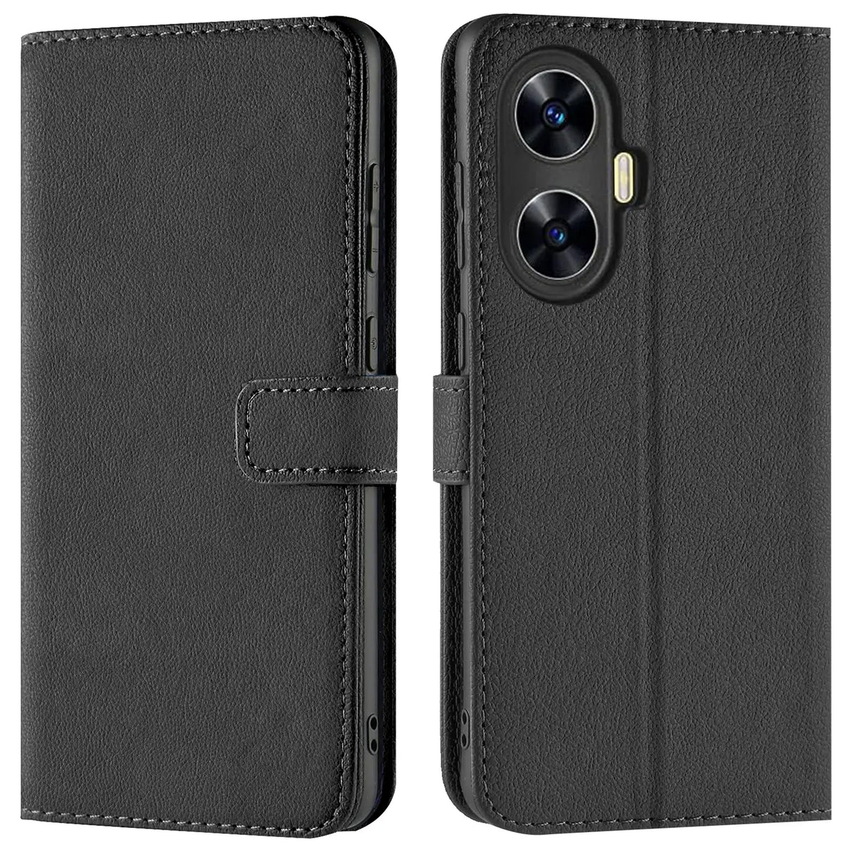 Realme C55 Klapphülle in Schwarz mit Kartenfächern und Schutz