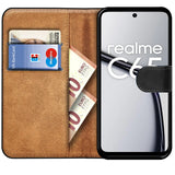 Realme C65 Klapphülle in Schwarz mit Kartenfächern und Schutz