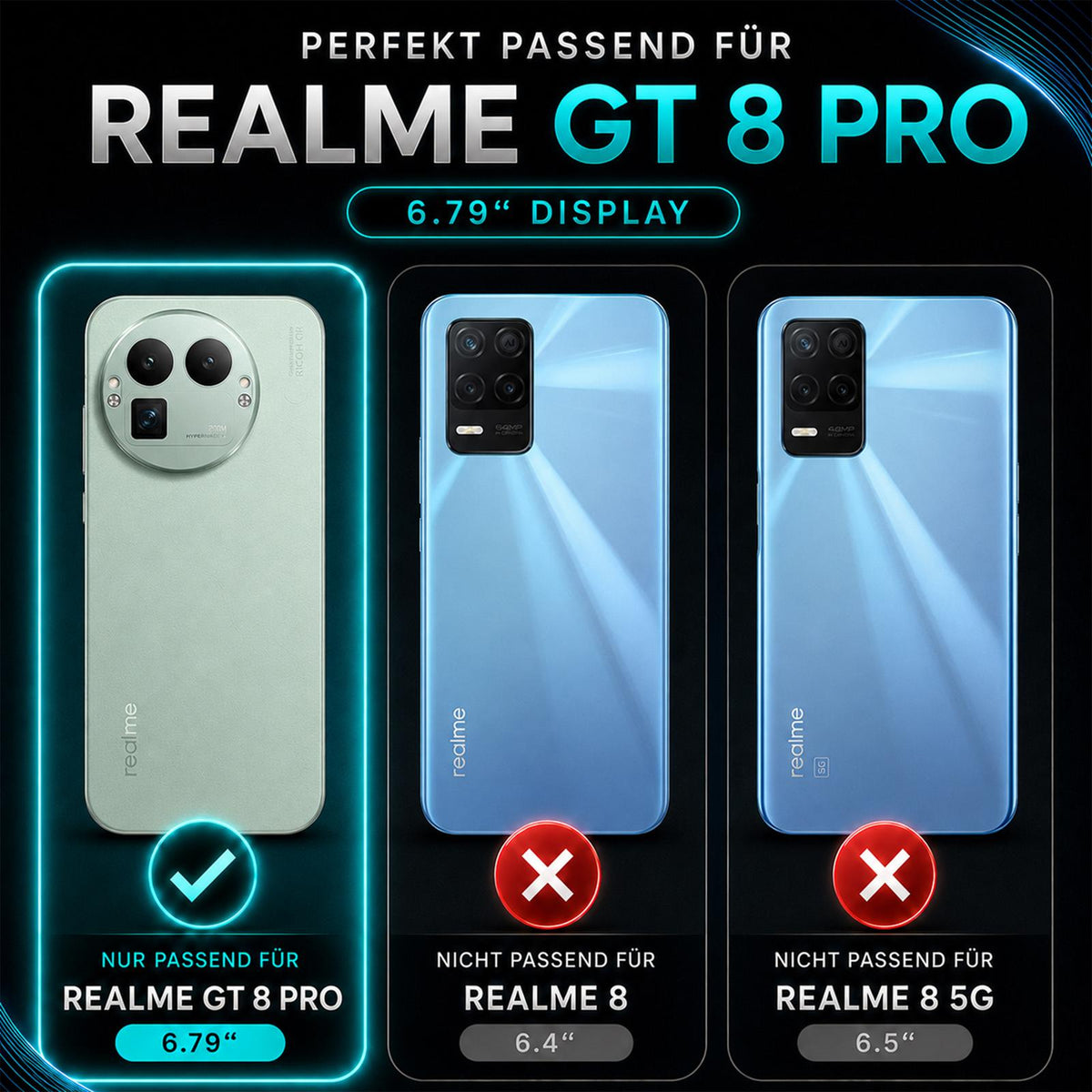 Realme GT 8 Pro - Klapphülle mit Kartenfächern Schwarz