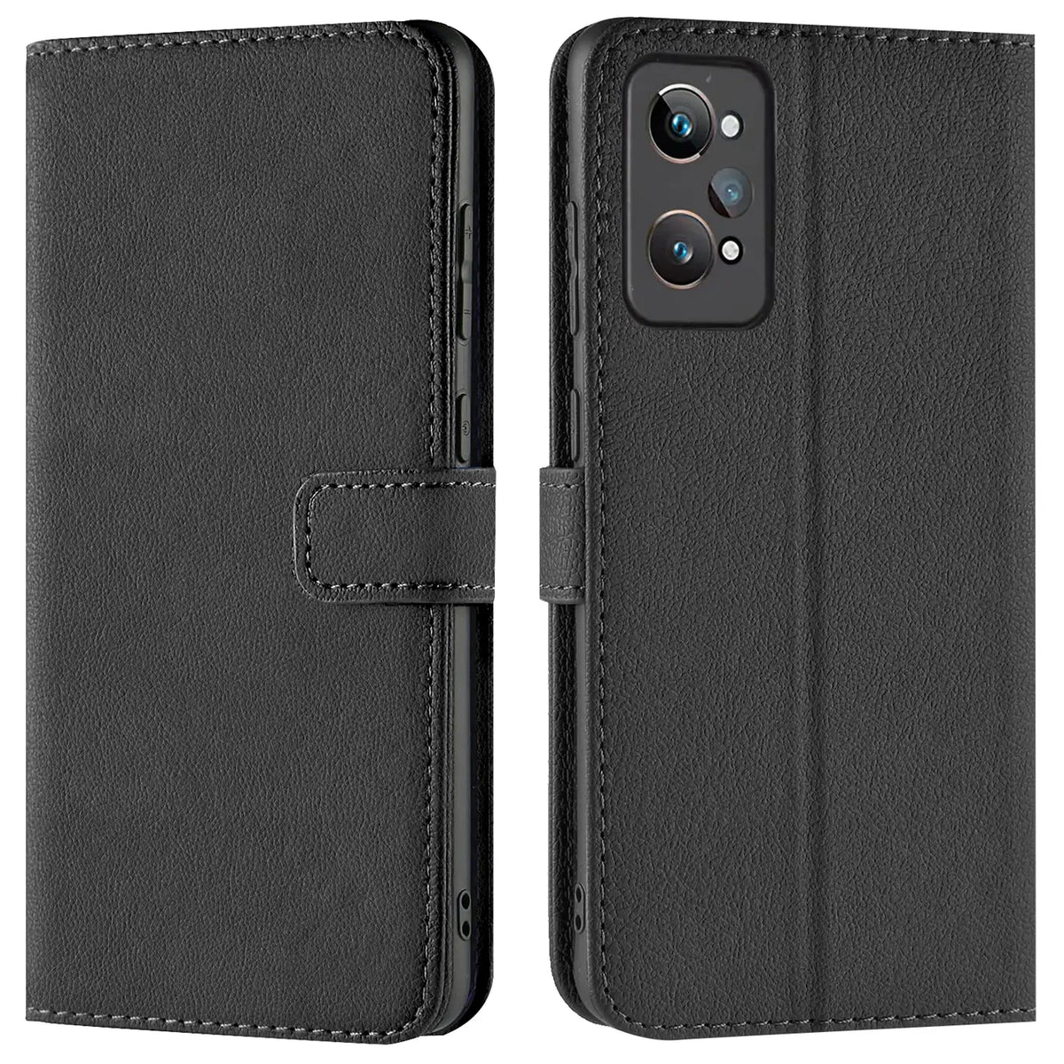 Realme GT Neo 2 / GT2 / Neo 3T Klapphülle in Schwarz mit Kartenfächern und Schutz