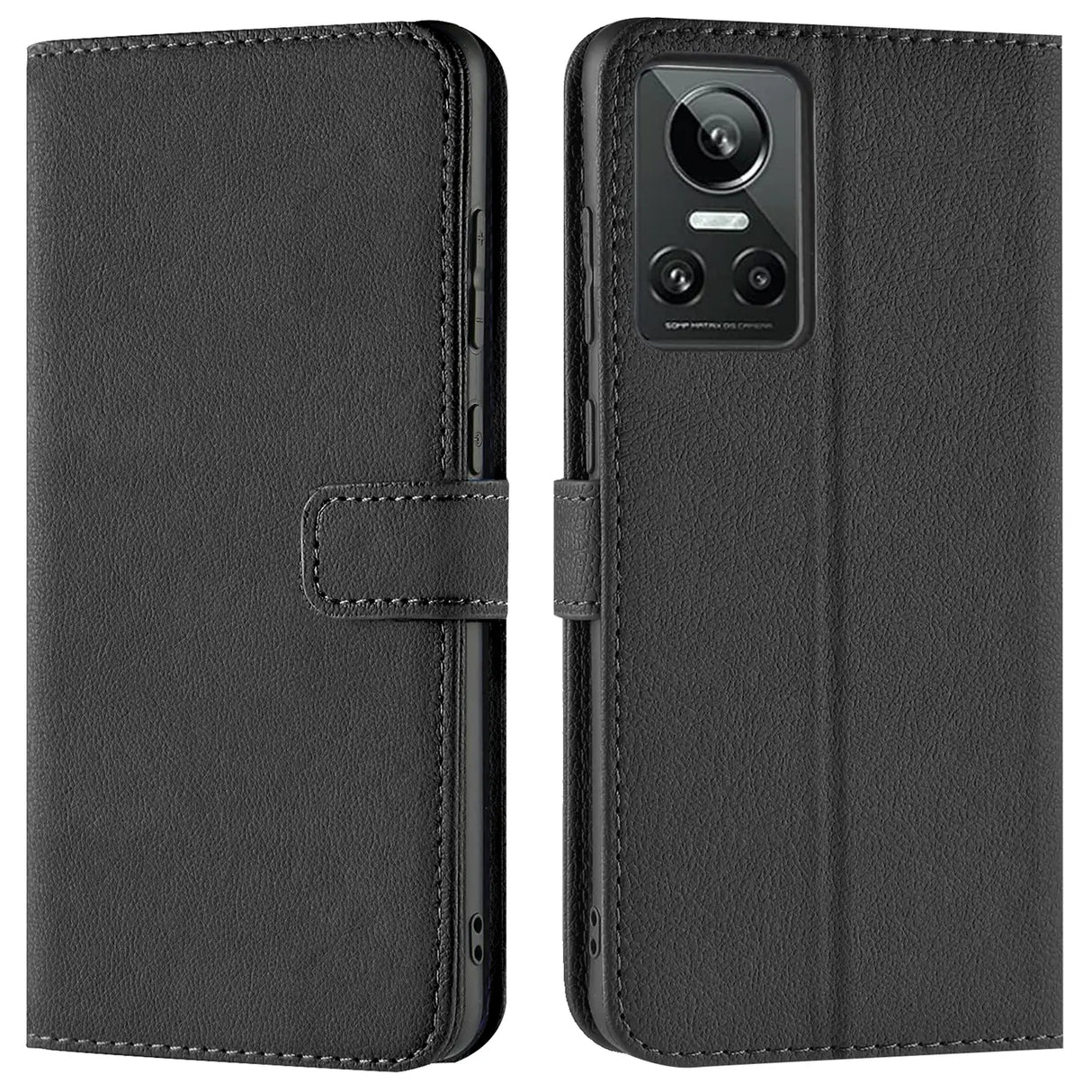 Realme GT Neo 3 Klapphülle in Schwarz mit Kartenfächern und Schutz