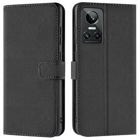 Realme GT Neo 3 Klapphülle in Schwarz mit Kartenfächern und Schutz
