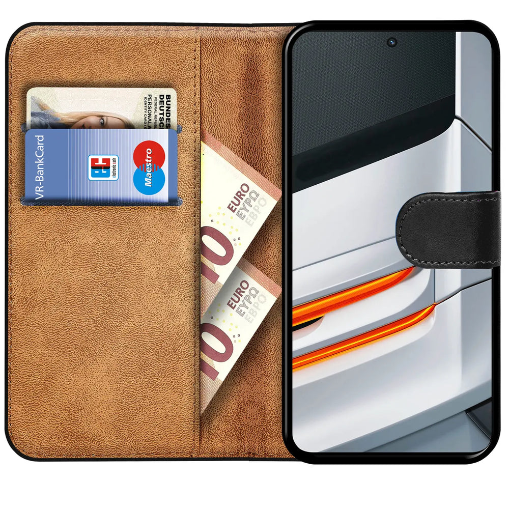 Realme GT Neo 3 Klapphülle in Schwarz mit Kartenfächern und Schutz