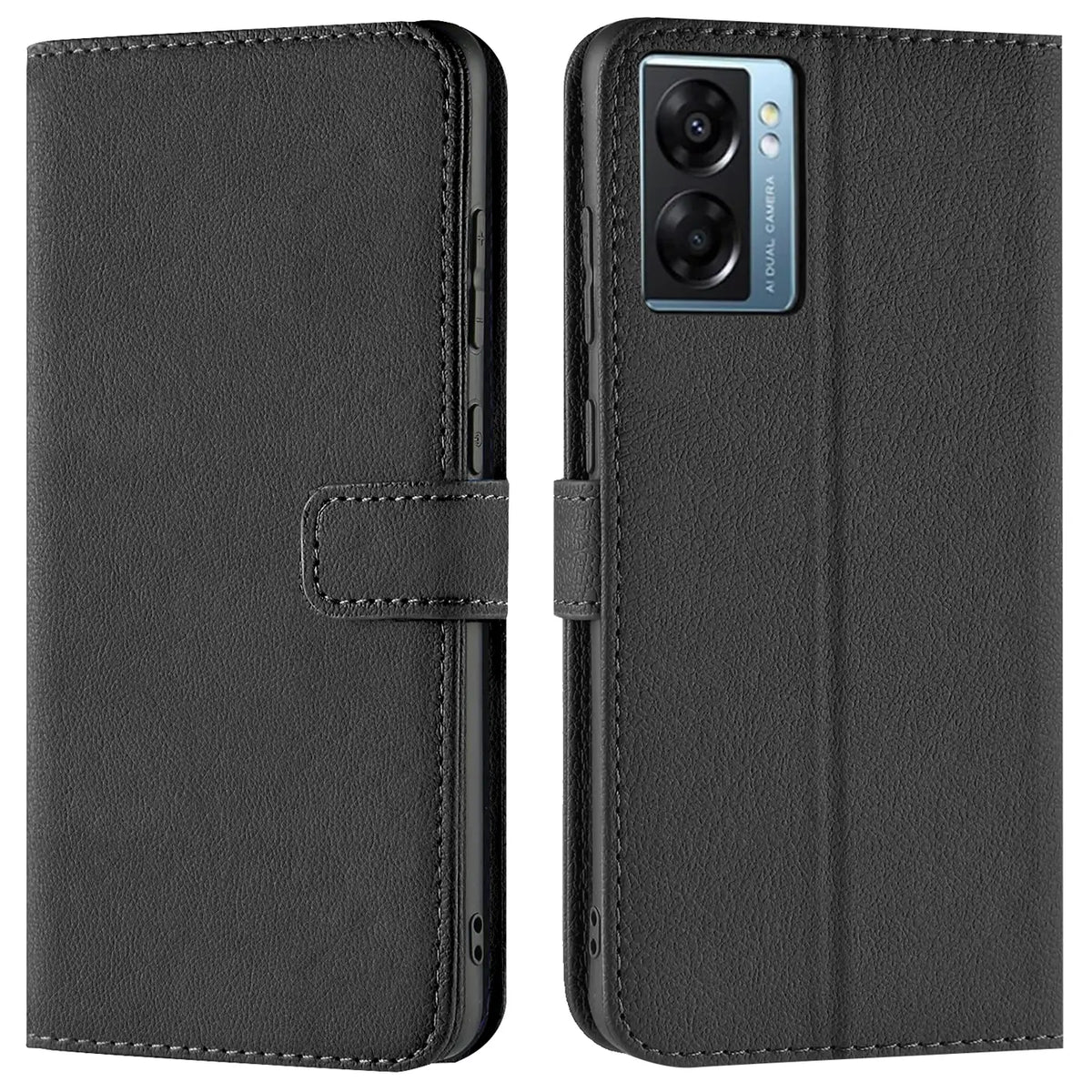 Realme Narzo 50 5G Klapphülle in Schwarz mit Kartenfächern und Schutz