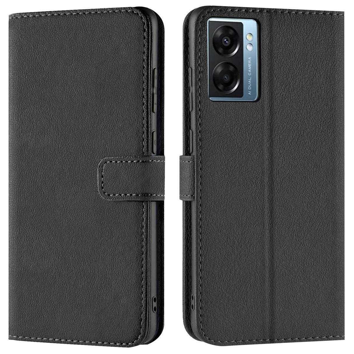 Realme Narzo 50 5G Klapphülle in Schwarz mit Kartenfächern und Schutz