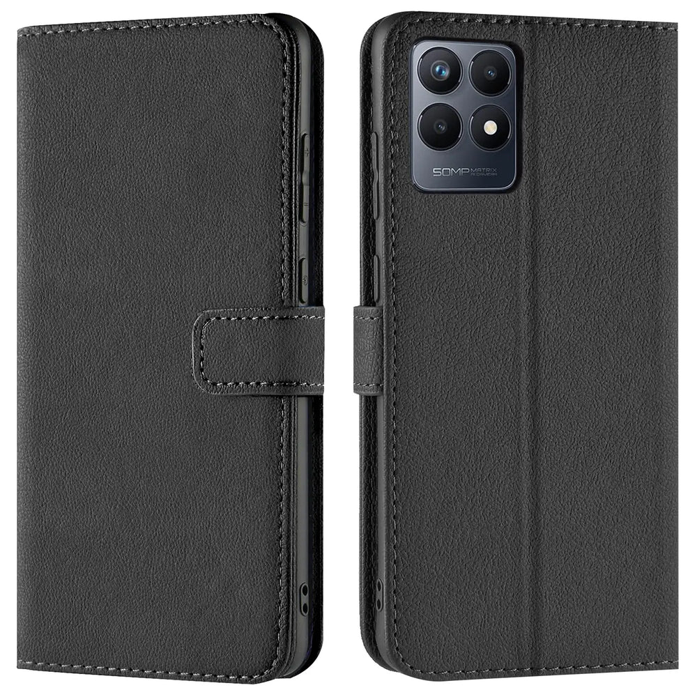 Realme Narzo 50 Klapphülle in Schwarz mit Kartenfächern und Schutz