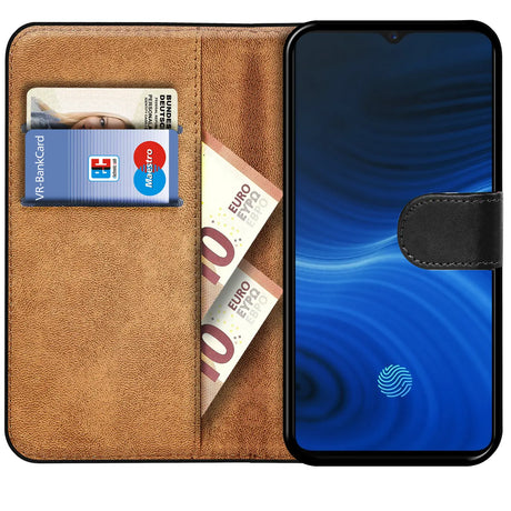 Realme X2 Pro Klapphülle in Schwarz mit Kartenfächern und Schutz