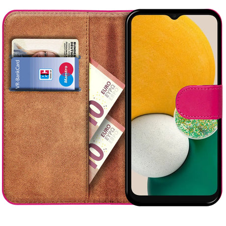 Samsung Galaxy A03 Klapphülle in Pink mit Kartenfächern und Schutz