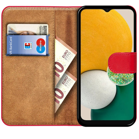 Samsung Galaxy A03 Klapphülle in Rot mit Kartenfächern und Schutz