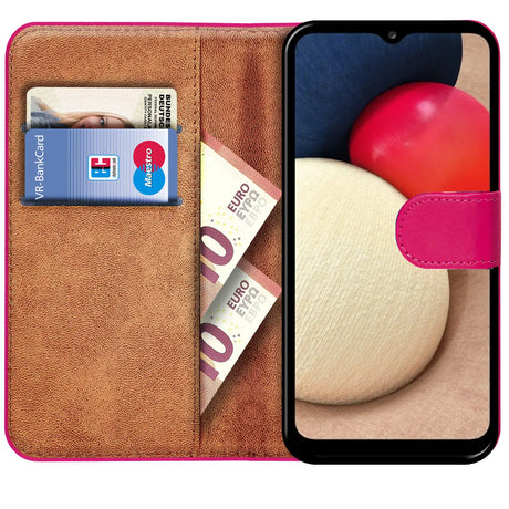 Samsung Galaxy A03s Klapphülle in Pink mit Kartenfächern und Schutz