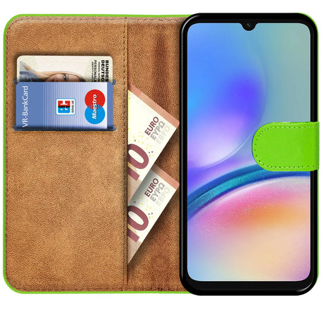 Samsung Galaxy A05s Klapphülle in Grün mit Kartenfächern und Schutz