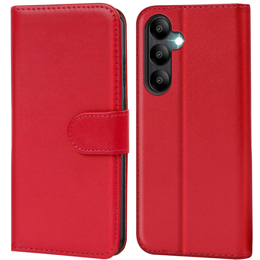 Samsung Galaxy A05s Klapphülle in Rot mit Kartenfächern und Schutz