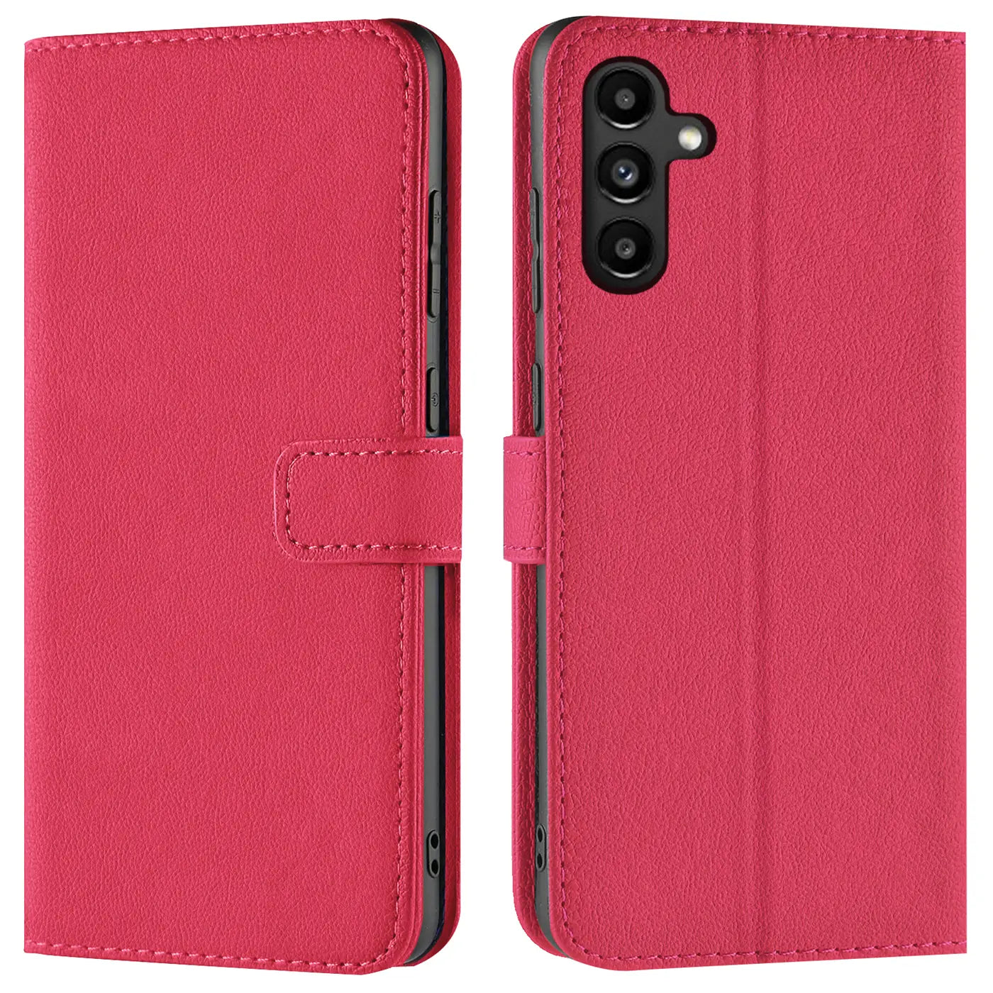 Rote Kunstleder-Klapphülle mit Kartenfächern, Vorder- und Rückansicht, für Samsung Galaxy A13 5G / A04s