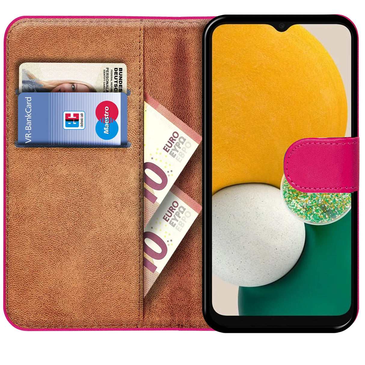 Samsung Galaxy A13 5G / A04s Klapphülle in Pink mit Kartenfächern und Schutz