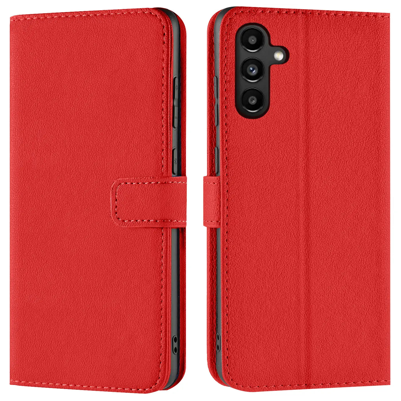 Rote Kunstleder-Klapphülle, Vorder- und Rückansicht, für Samsung Galaxy A13 5G / A04s