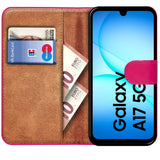 Samsung Galaxy A17 5G Klapphülle in Pink mit Kartenfächern und Schutz