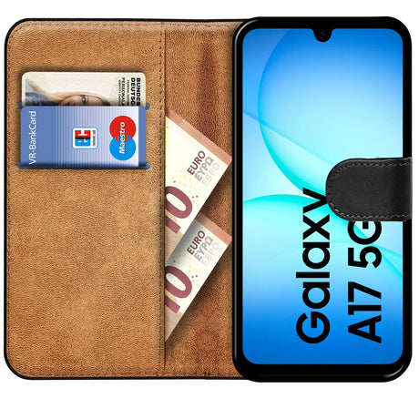 Samsung Galaxy A17 5G Klapphülle in Schwarz mit Kartenfächern und Schutz