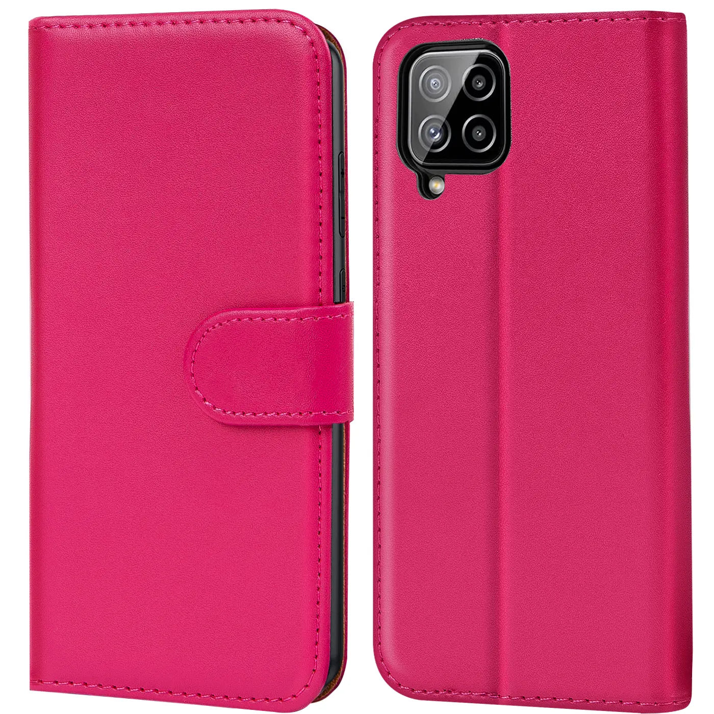 Pink Kunstleder Klapphülle, Vorder- und Rückansicht, mit Kameraaussparung für Samsung Galaxy A22 4G