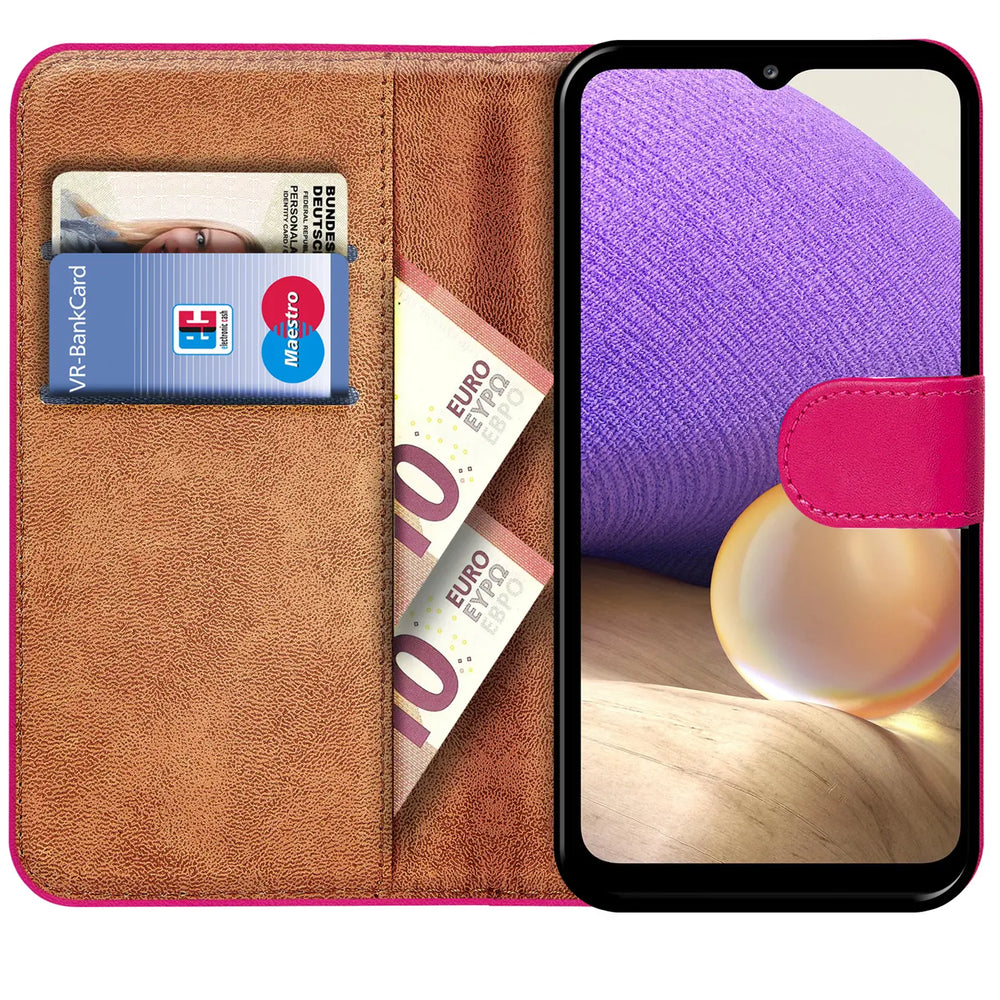 Samsung Galaxy A22 4G / M32 / M22 Klapphülle in Pink mit Kartenfächern und Schutz