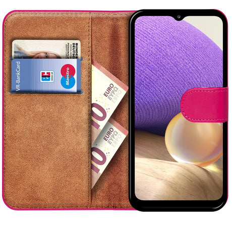 Samsung Galaxy A22 4G / M32 / M22 Klapphülle in Pink mit Kartenfächern und Schutz