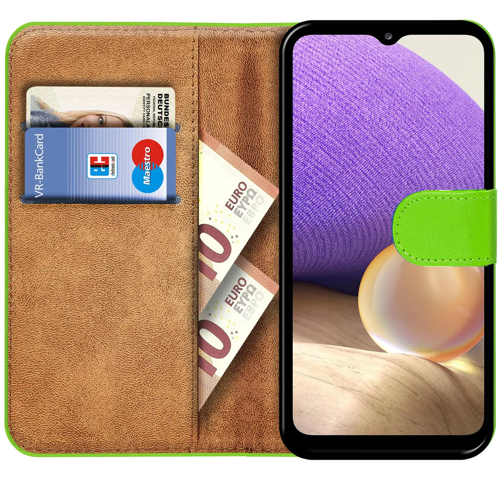 Samsung Galaxy A22 5G Klapphülle in Grün mit Kartenfächern und Schutz