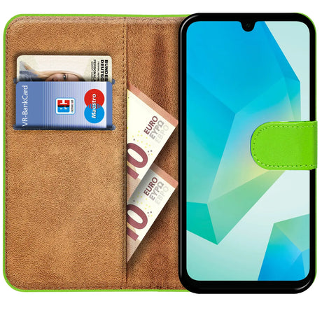 Samsung Galaxy A26 5G Klapphülle in Grün mit Kartenfächern und Schutz