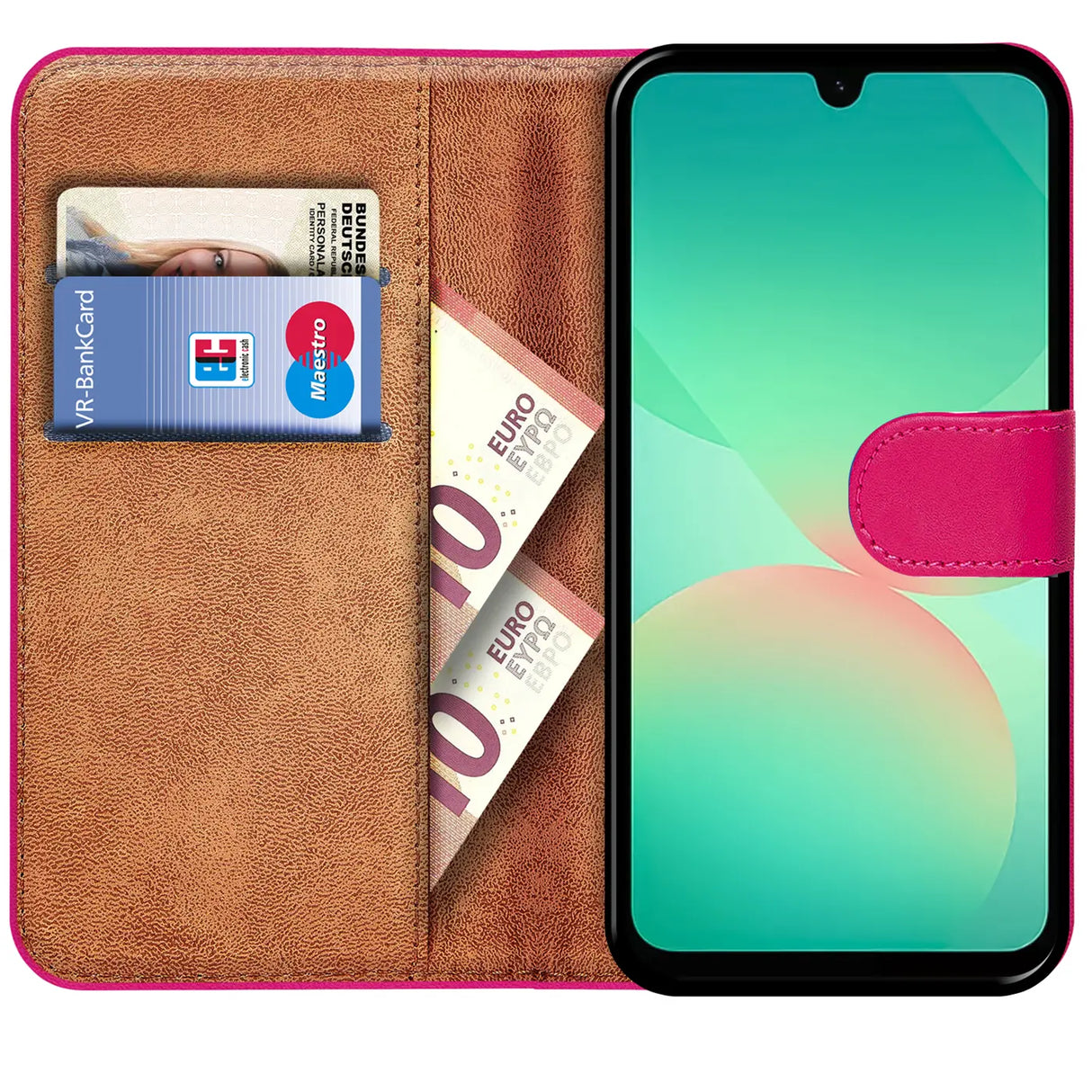 Klapphülle aus Kunstleder, pink, mit Kartenfächern, für Samsung Galaxy A27 5G