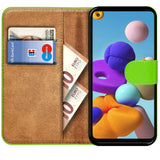 Samsung Galaxy A31 Klapphülle in Grün mit Kartenfächern und Schutz