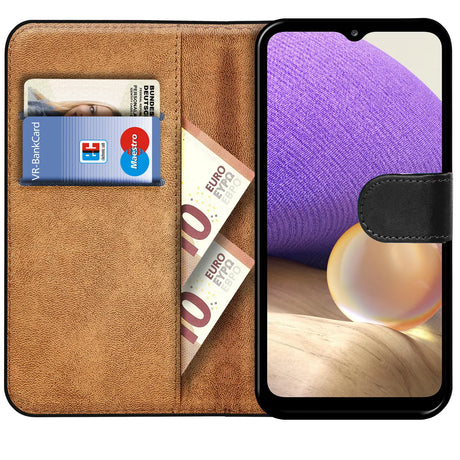 Samsung Galaxy A32 5G Klapphülle in Schwarz mit Kartenfächern und Schutz