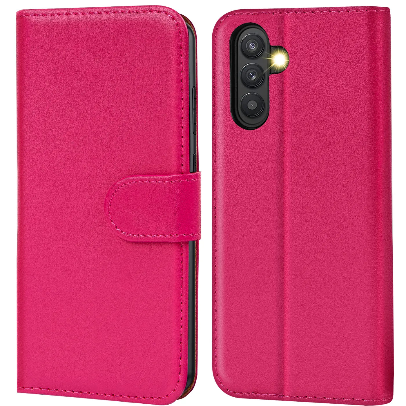 Pink Kunstleder Klapphülle mit Kartenfächern, Vorder- und Rückansicht, Samsung Galaxy A34 5G