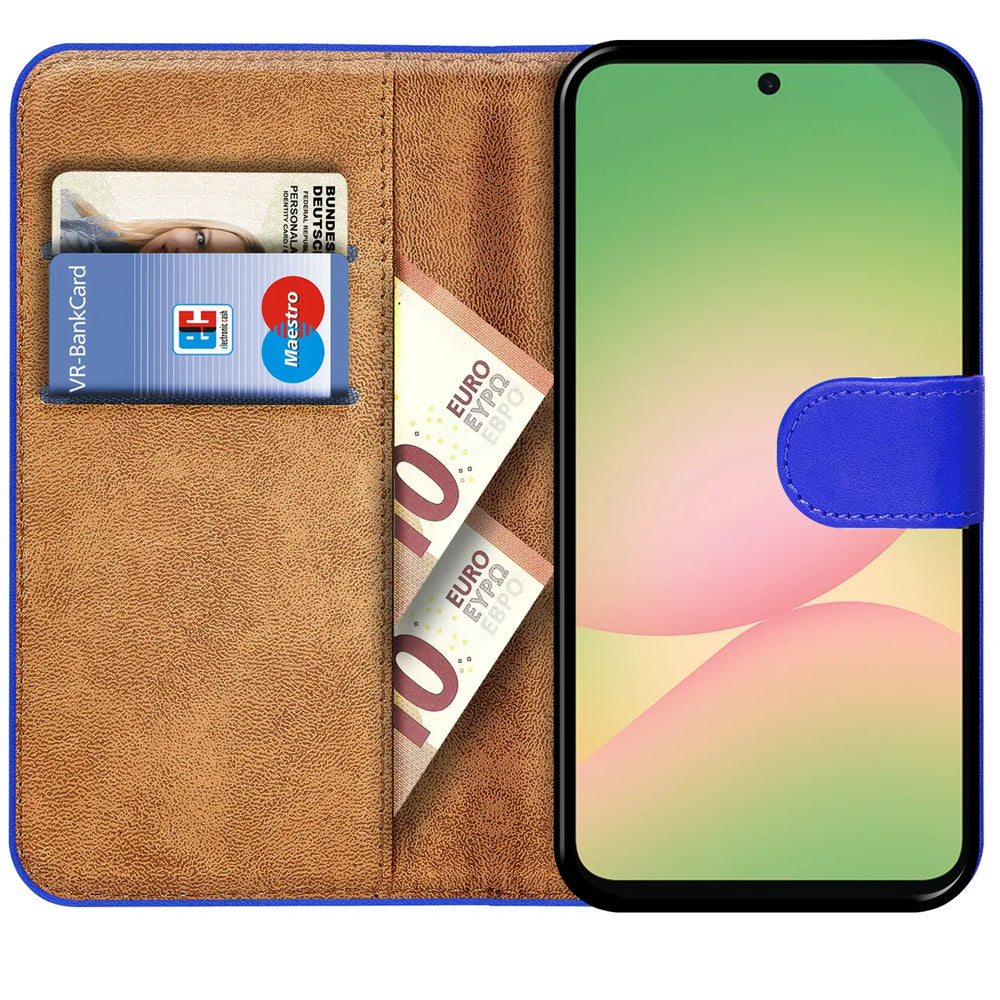 Samsung Galaxy A37 5G Klapphülle in Blau mit Kartenfächern und Schutz