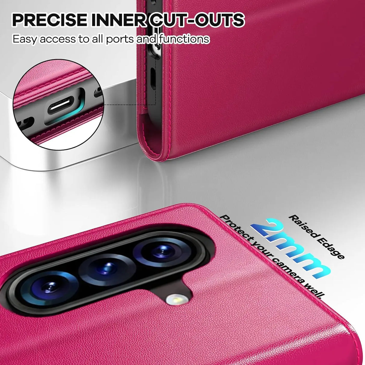 Samsung Galaxy A37 5G Klapphülle in Pink mit Kartenfächern und Schutz