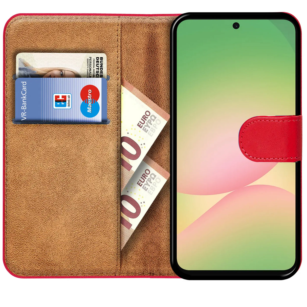 Samsung Galaxy A37 5G Klapphülle in Rot mit Kartenfächern und Schutz