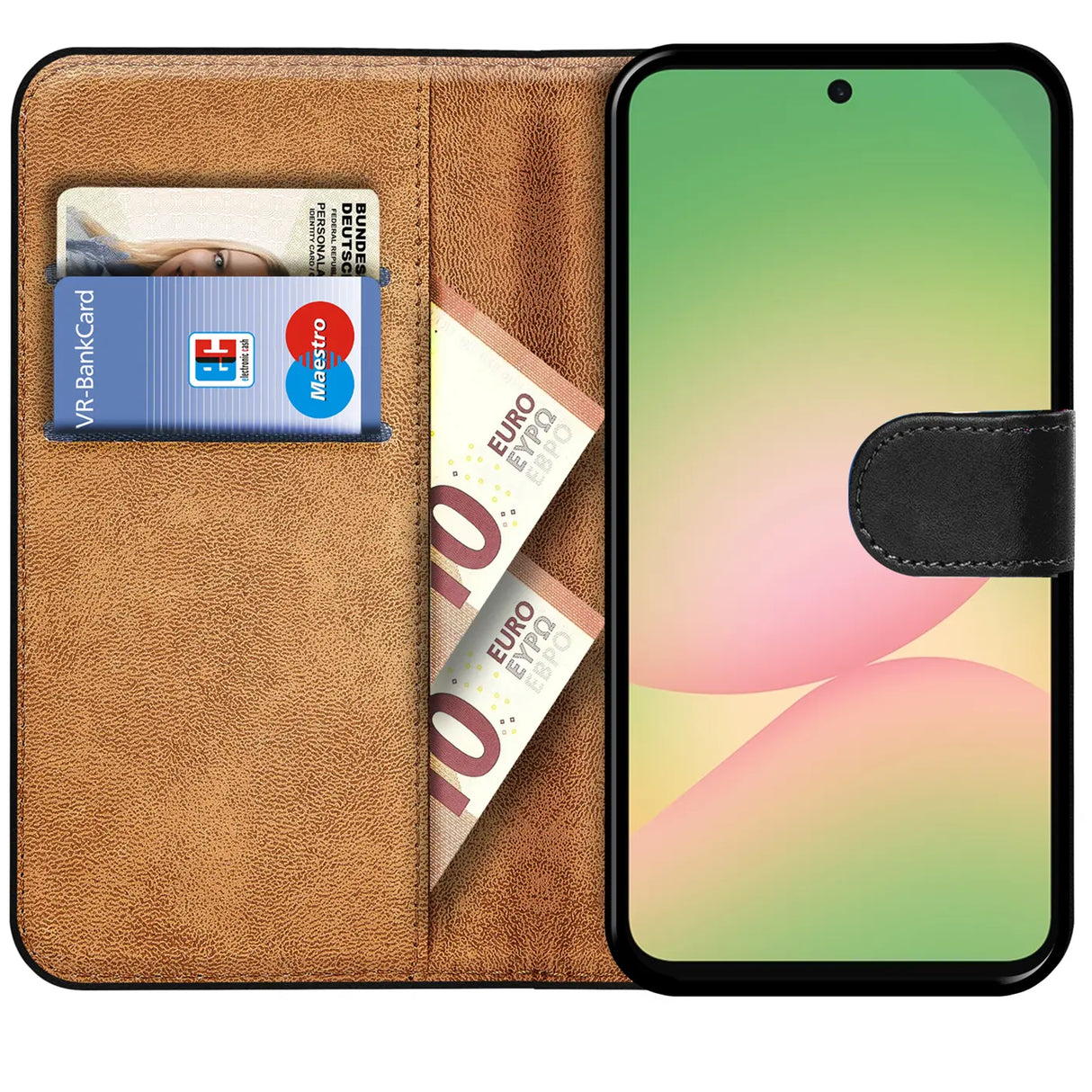 Samsung Galaxy A37 5G Klapphülle in Schwarz mit Kartenfächern und Schutz