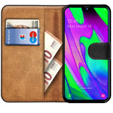Samsung Galaxy A40 Klapphülle in Schwarz mit Kartenfächern und Schutz