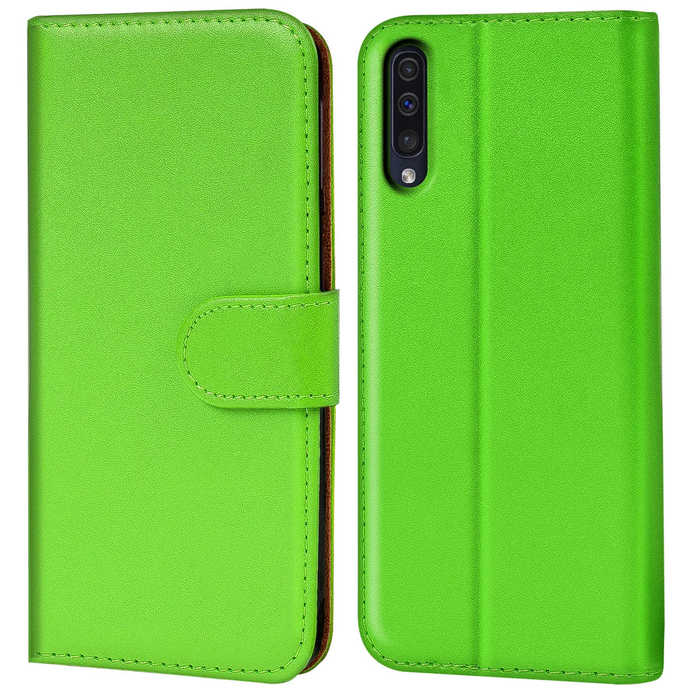 Samsung Galaxy A50 / A30s Klapphülle in Grün mit Kartenfächern und Schutz