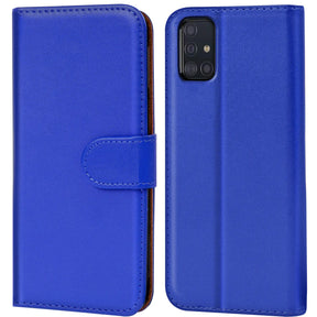 Samsung Galaxy A51 Klapphülle in Blau mit Kartenfächern und Schutz