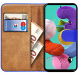 Samsung Galaxy A51 Klapphülle in Blau mit Kartenfächern und Schutz