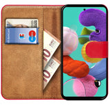 Samsung Galaxy A51 Klapphülle in Rot mit Kartenfächern und Schutz