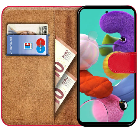 Samsung Galaxy A51 Klapphülle in Rot mit Kartenfächern und Schutz