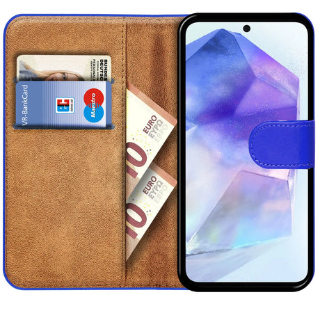 Samsung Galaxy A55 5G Klapphülle in Blau mit Kartenfächern und Schutz