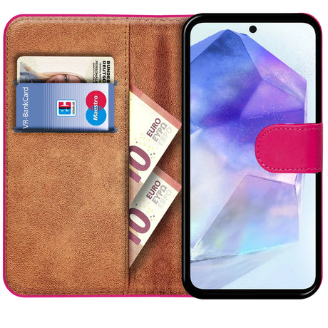 Samsung Galaxy A55 5G Klapphülle in Pink mit Kartenfächern und Schutz