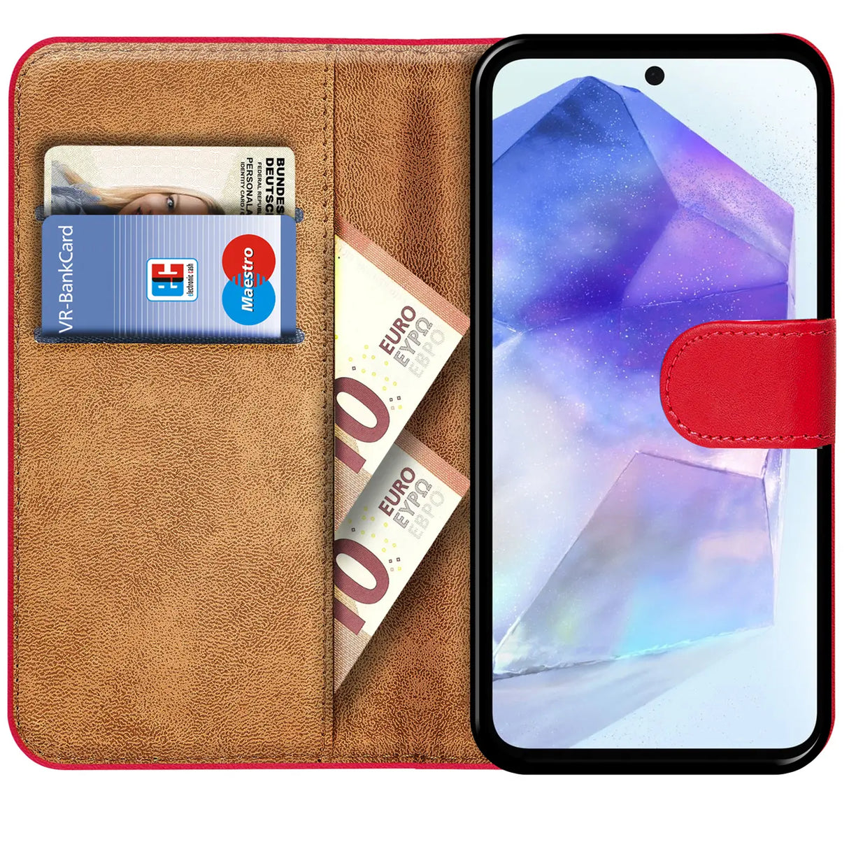 Samsung Galaxy A56 5G Klapphülle in Rot mit Kartenfächern und Schutz