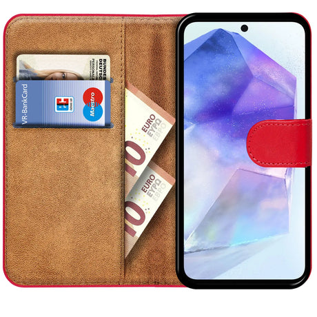 Samsung Galaxy A56 5G Klapphülle in Rot mit Kartenfächern und Schutz