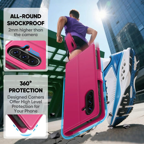 Samsung Galaxy A57 5G Klapphülle in Pink mit Kartenfächern und Schutz